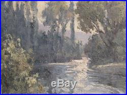 Grand tableau huile sur toile de Félix Raoul Etève rivière Coussane Aveyron XX