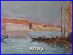 Grand tableau huile sur toile marine Venise Venezia Italie M. Goguet 1935