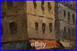 Grand tableau huile sur toile vue de Montmartre Paris signée Burnett
