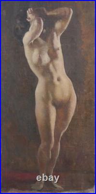 Grand tableau nu de femme vers 1930/40, art déco, académie, atelier, impressionnisme