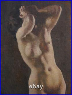 Grand tableau nu de femme vers 1930/40, art déco, académie, atelier, impressionnisme