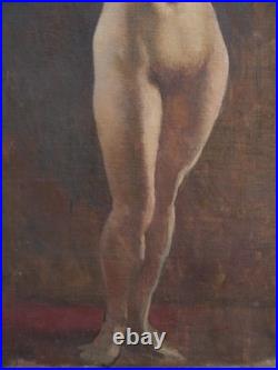 Grand tableau nu de femme vers 1930/40, art déco, académie, atelier, impressionnisme