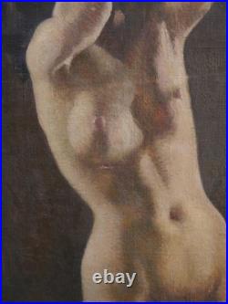 Grand tableau nu de femme vers 1930/40, art déco, académie, atelier, impressionnisme