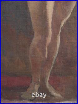 Grand tableau nu de femme vers 1930/40, art déco, académie, atelier, impressionnisme
