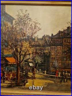 Grande Huile Sur Toile, Peinture Représentant Une Vue De PARIS, Signée Et Datée