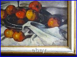 Grande & Magnifique Peinture Impressionniste-nature Morte Aux Pommes-1926-signé