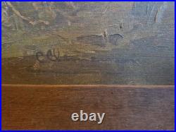 Grande Peinture, Huile Sur Toile Paysage De Montagne Signée