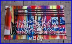 Grande Toile Originale de Sonic Bad, NYC Subway Train Graffiti, Street Art