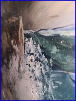Grande marine en tempête Gaston Peitrequin huile sur toile 80 x 40 cm