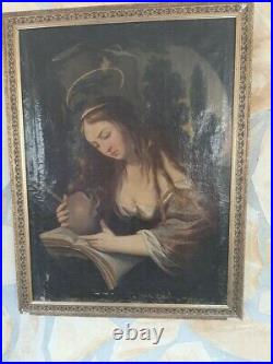 Grande peinture, huile sur toile religieuse portrait de Marie-Madeleine