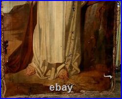 Grande peinture sur toile Sainte Claire d' Assise XIXe Siècle