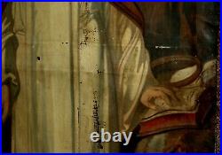 Grande peinture sur toile Sainte Claire d' Assise XIXe Siècle