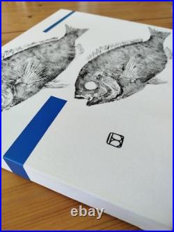 Gyotaku original signé, Empreinte de dorades et formes, prêt à être accroché