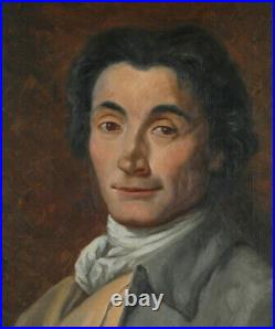 HST, Portrait d'homme dans le goût fin du XVIIIè peinture ancienne fin XIX -1900