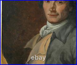 HST, Portrait d'homme dans le goût fin du XVIIIè peinture ancienne fin XIX -1900