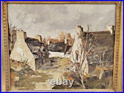 HUILE sur TOILE Tableau Peinture Robert JOSSET La Cour de Ferme 1977 12MAG 02/12