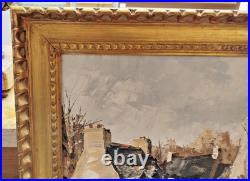 HUILE sur TOILE Tableau Peinture Robert JOSSET La Cour de Ferme 1977 12MAG 02/12