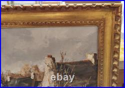 HUILE sur TOILE Tableau Peinture Robert JOSSET La Cour de Ferme 1977 12MAG 02/12