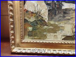 HUILE sur TOILE Tableau Peinture Robert JOSSET La Cour de Ferme 1977 12MAG 02/12