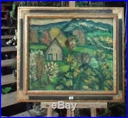 HYLDA TODE -tableau huile sur toile Le pin au Haras dans l-Orne 1957