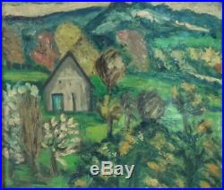 HYLDA TODE -tableau huile sur toile Le pin au Haras dans l-Orne 1957