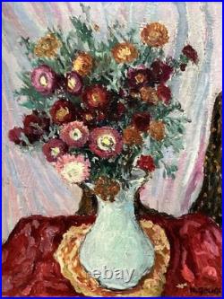 Henri GOURC (1889-1973) Huile sur Toile Nature Morte Vase au Bouquet de Fleurs