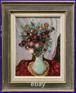 Henri GOURC (1889-1973) Huile sur Toile Nature Morte Vase au Bouquet de Fleurs