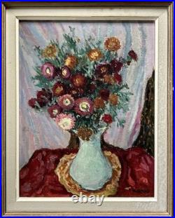 Henri GOURC (1889-1973) Huile sur Toile Nature Morte Vase au Bouquet de Fleurs