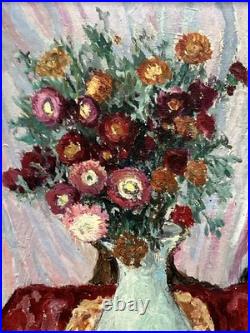 Henri GOURC (1889-1973) Huile sur Toile Nature Morte Vase au Bouquet de Fleurs