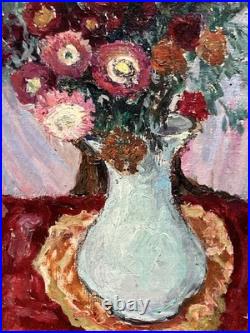 Henri GOURC (1889-1973) Huile sur Toile Nature Morte Vase au Bouquet de Fleurs
