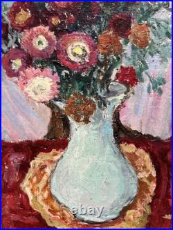 Henri GOURC (1889-1973) Huile sur Toile Nature Morte Vase au Bouquet de Fleurs