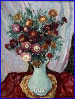 Henri GOURC (1889-1973) Huile sur Toile Nature Morte Vase au Bouquet de Fleurs