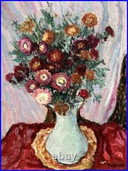 Henri GOURC (1889-1973) Huile sur Toile Nature Morte Vase au Bouquet de Fleurs