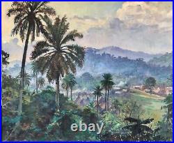 Henri Pontoy Tableau Original Peinture Hst 20f Village Africain Macenta Guinée