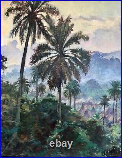 Henri Pontoy Tableau Original Peinture Hst 20f Village Africain Macenta Guinée