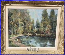Henri STENN. Titré Meung -sur-Loire' Peinture huile sur toile signé