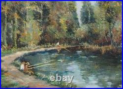 Henri STENN. Titré Meung -sur-Loire' Peinture huile sur toile signé