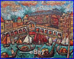 Henri d'Anty (1910-1998) huile sur toile Le pont du Rialto à Venise 65 x 81 cm
