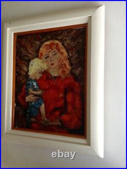 Henry Maurice d'ANTY (1910-1998) Expressionniste Maternité Huile sur toile Signé