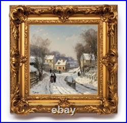 Hiver à Belleville Tableau original acrylique sur toile 30x30 cm