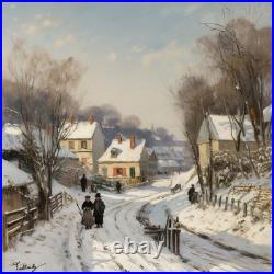 Hiver à Belleville Tableau original acrylique sur toile 30x30 cm