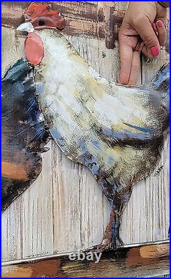 Huile Peinture sur Toile Coloré Rooster Moderne Impressionism Classique Ouvre