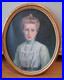 Huile Sur Toile 1900 Portrait jeune Femme ovale Signée CONELY école américaine