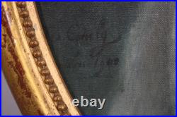 Huile Sur Toile 1900 Portrait jeune Femme ovale Signée CONELY école américaine Huile Sur Toile 1900 Portrait jeune Femme ovale Signée CONELY école américaine