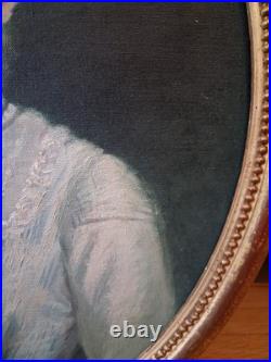 Huile Sur Toile 1900 Portrait jeune Femme ovale Signée CONELY école américaine