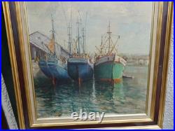 Huile Sur Toile Concarneau Chalutiers Et Thonier Encadre