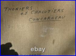 Huile Sur Toile Concarneau Chalutiers Et Thonier Encadre
