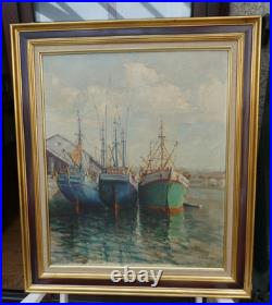 Huile Sur Toile Concarneau Chalutiers Et Thonier Encadre