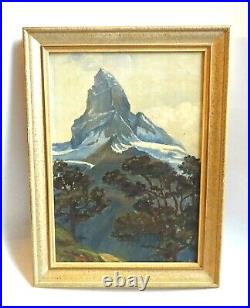 Huile Sur Toile Montagne Riffelalp Matterhorn Cervin Zermatt 1943 Vintage