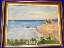 Huile Sur Toile Port De Cannes Armand Cultrera De Montaldo